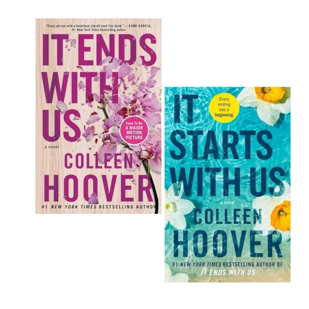 Colleen Hoover Book Set: It Ends With Us & It Starts With Us. Paperback Novel.
